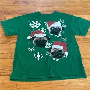 Kids Green Holiday Pug Graphic Tee